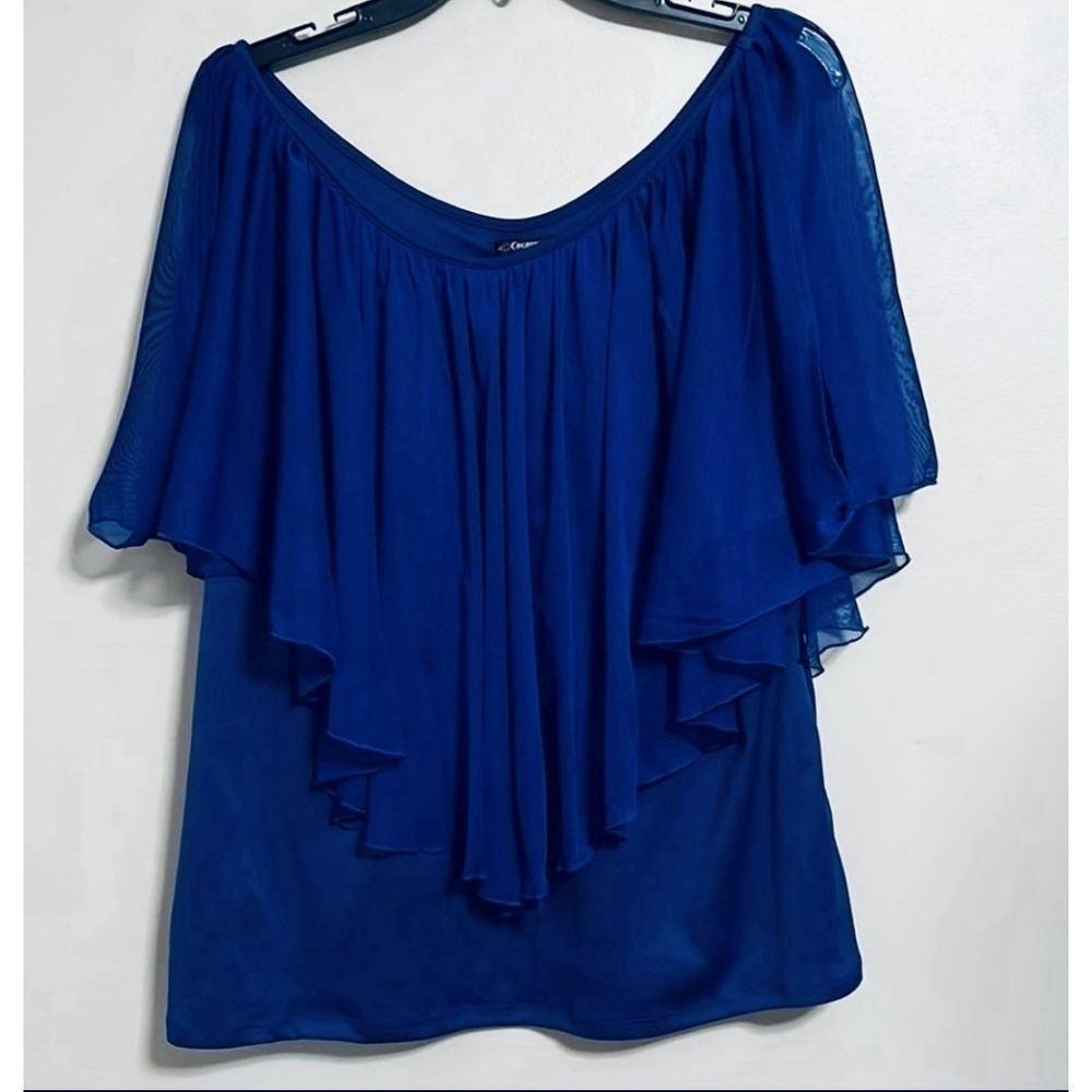 Cocomo Y2K Off Shoulder Royal Blue Peasant Romantic‎ Whimsical Fairy Blouse 1X
